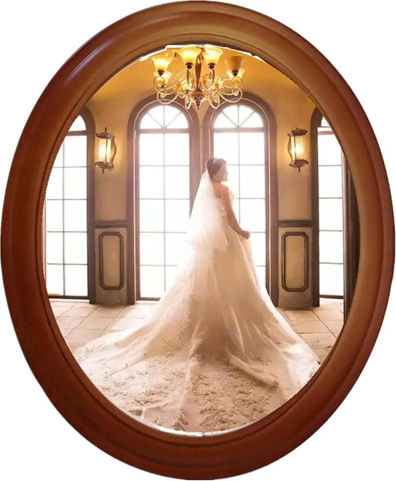 Oval Picture Frames,Oval Wood Picture Frame Wooden Wall Hanging Picture Frames for Home Office Wall Décor (Brown, 10 inch)