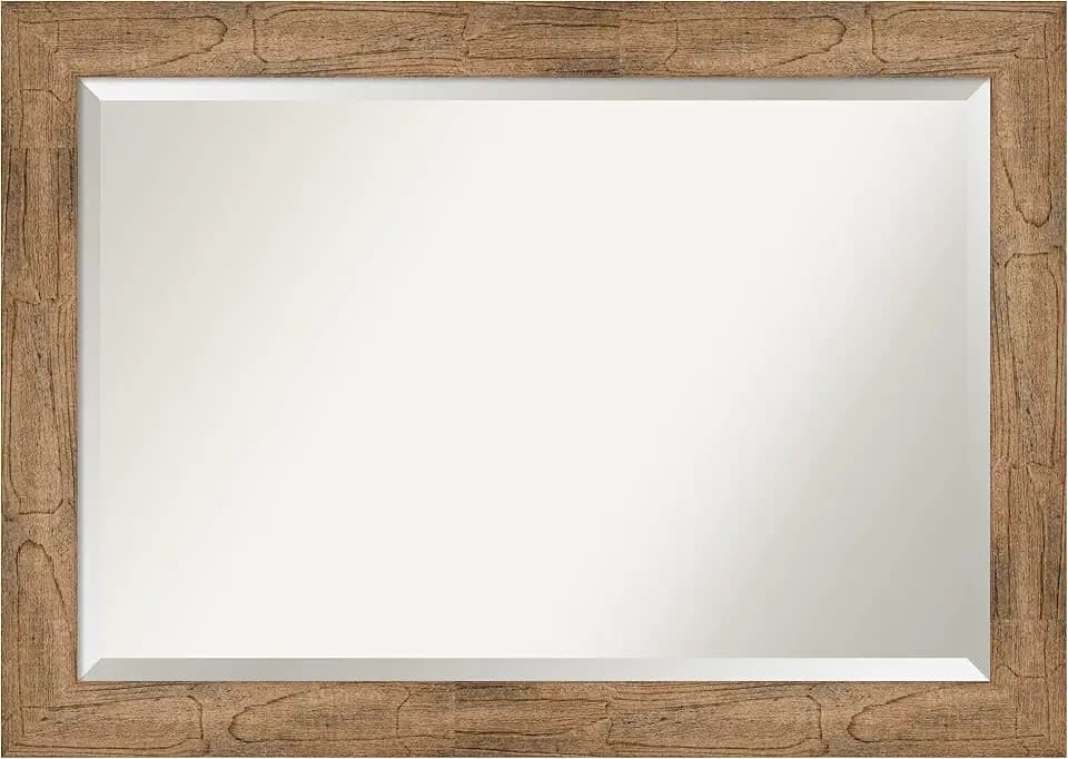 Amanti Art Brown Bathroom Mirror for Over Sink, 42x30 Vanity Wall Mirror