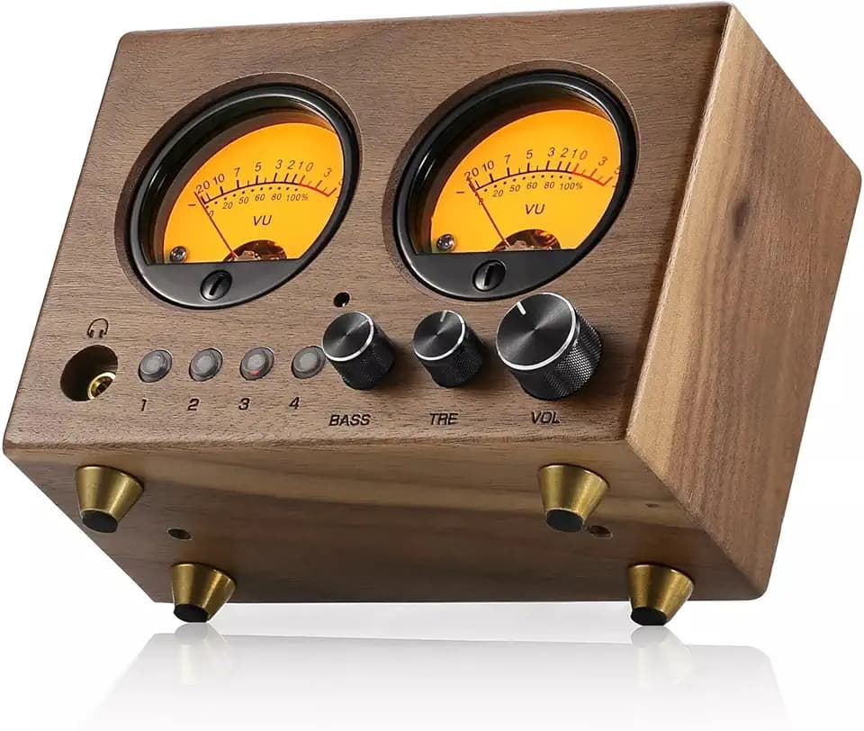 4-IN-1-OUT Audio Umschalter Stereo-Vorverstärker mit VU-Meter und Fernbedienung