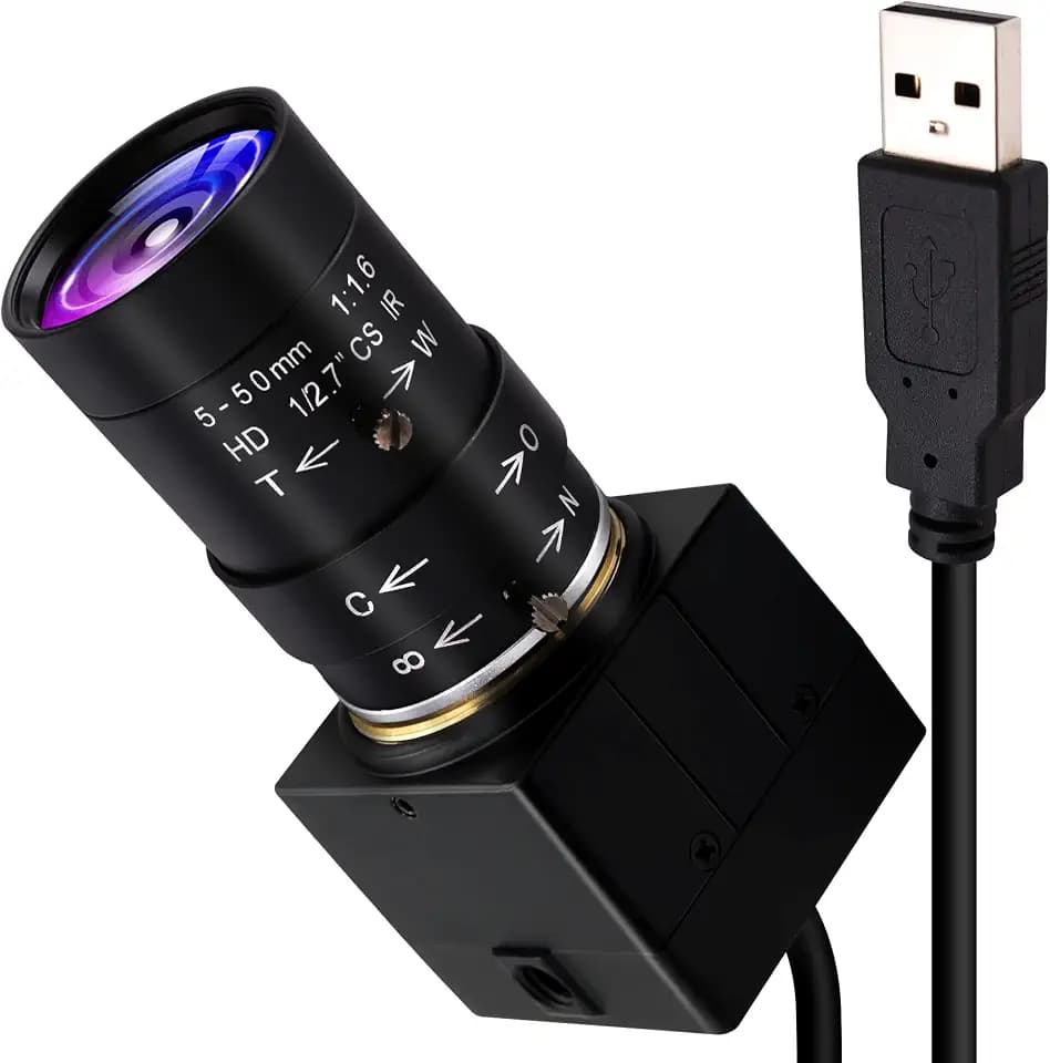 ELP Webcam 8MP,WebKamera HD 5-50mm Manuell Variable Fokus Objektiv,IMX179 Sensor USB Kamera PC Desktop/Laptop HD 2448P Zoom Kamera kompatibel mit Mac/Windows/Linux/Android USB8MP02G-SFV(5-50)