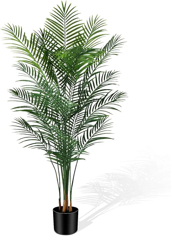 Artificial Areca Palm Plant 7Ft Fake Tropical Palm Tree Perfect Faux Dypsis Lutescens Plants in Pot for Indoor Outdoor House Home Office Garden Modern Decoration Housewarming Gift