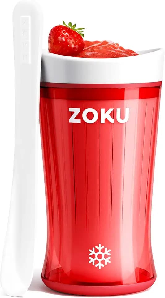 Zoku Jumbo Slushie Cup With Spoon Freezer Core Single-Serve Cup, Red