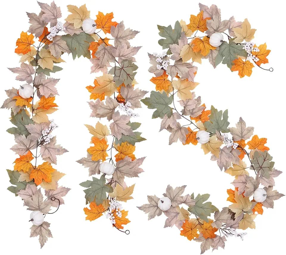 2 Pack Fall Fake Garland for Thanksgiving Autumn Harvest Home Decor