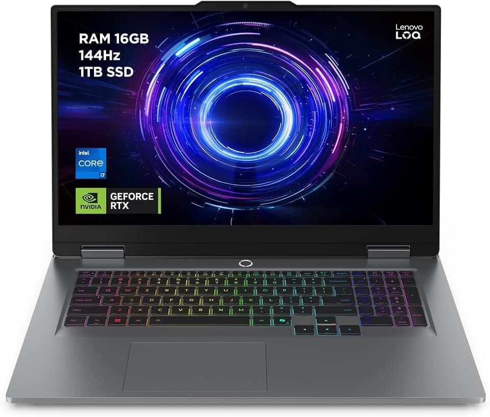 Lenovo LOQ | Laptop | i7 | 16GB | 1TB | RTX 5060 | 17.3" FHD Display |165Hz |Intel Core i7-14700HX | 16GB RAM | 1TB SSD | NVIDIA RTX 5060 | RGB Tastatur|QWERTZ |Windows 11|Grau