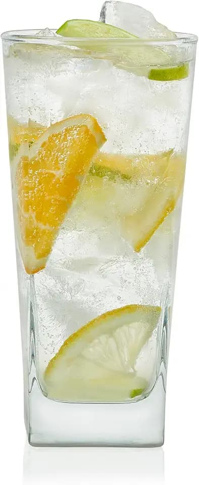 14.3 oz Drinking Glasses Set of 8, Tumblers with Thick Square Base