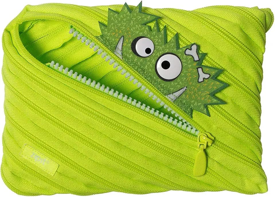 ZIPIT Monster Large Pencil Case for Boys, Cute Zipper Pouch for Kids, Lime