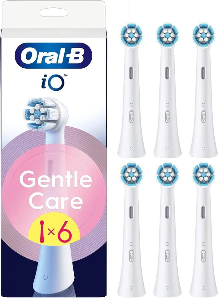 Oral-B Gentle Care Ersatzbürsten, authentisch, weiß, weich, geeignet für empfindliches Zahnfleisch, runde Bürste für elektrische Zahnbürsten von Oral B IO, 6 Stück