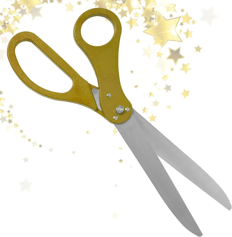 25" Gold Scissors for Grand Opening – Large Heavy Duty Shears 25 Inch Ribbon Cutting Scissors for Special Events Inaugurations and Ceremonies Theater Performances