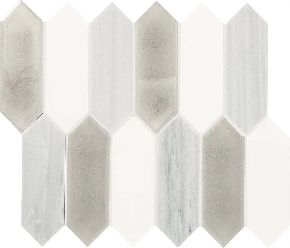 Daltile Fonte 2" x 6" Natural Stone Picket Mosaic in Nautical Grey Blend for Walls, Backsplashes, or Decorative Accents