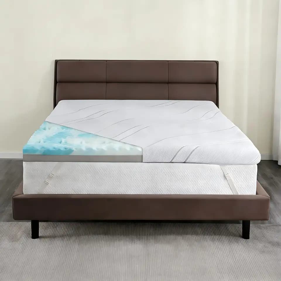 Extra Firm Mattress Topper 4 Inch Queen Size, Premium Cooling Gel Egg Crate+Bamboo High Density Support Mattress Topper with Removable Cover, Bed Topper for Pain Relief,CertiPUR-US,80x60
