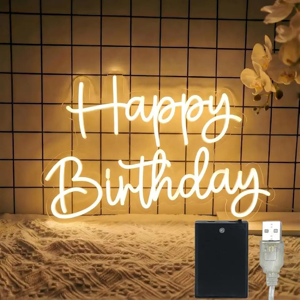 16-Inch 3-Mode Dynamic Happy Birthday LED Neon Sign