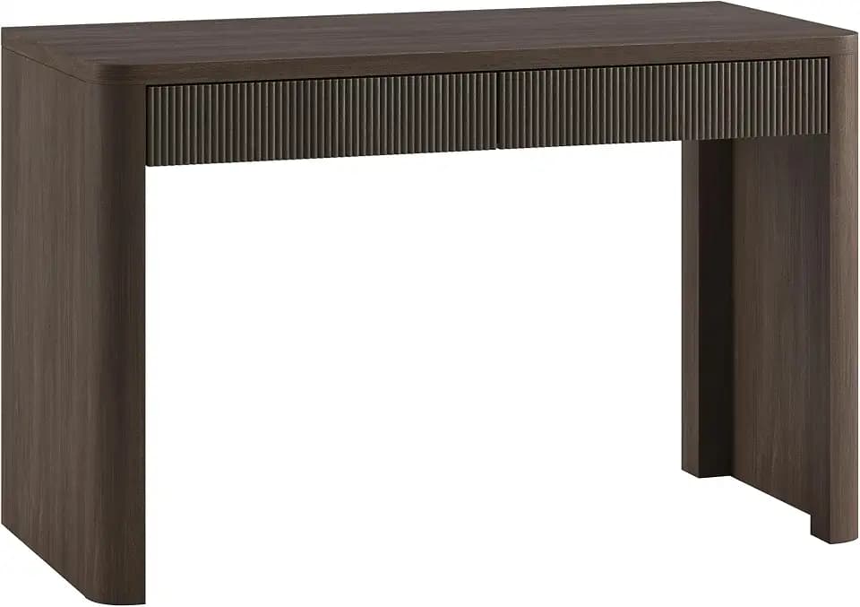 Henn&Hart 48" Fluted Home Office Desk, Computer Desk, Heritage Oak
