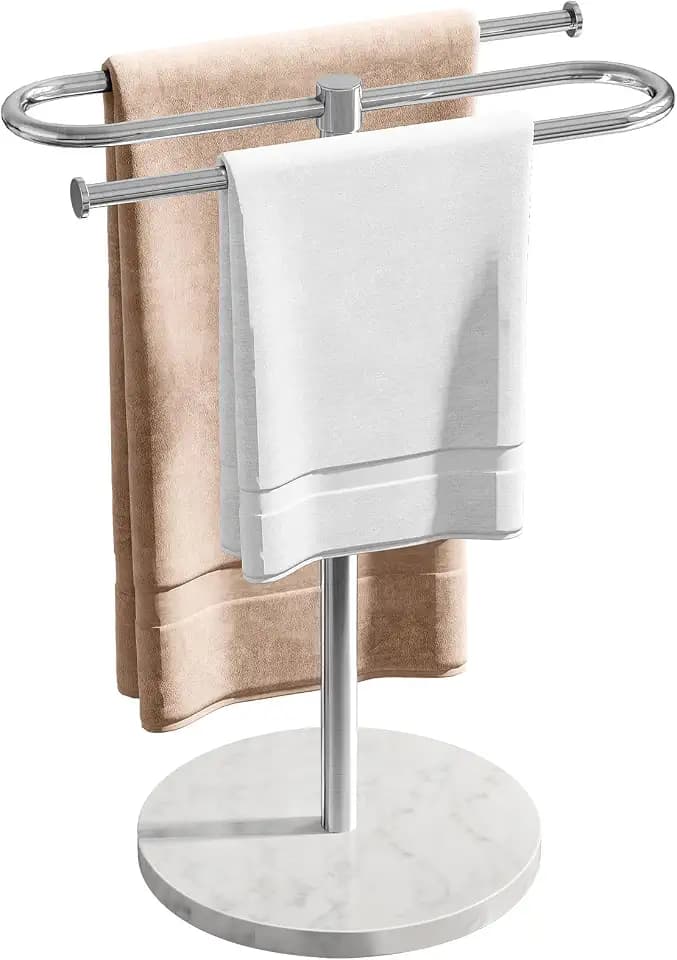 STWWO Hand Towel Holder for Bathroom Countertop with Marble Base