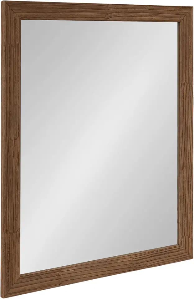 Kate and Laurel Travon Traditional Framed Rectangle Bathroom Vanity Mirror, 26 x 32, Brown, Farmhouse Rectangular Bathroom Mirror for Over Sink or for Use as Entryway or Living Room Decor