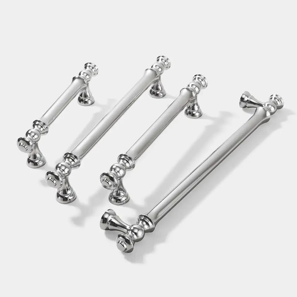 Fashionable and Minimalist Cabinet and Wardrobe Handles, Suitable for Drawers, Cabinet Doors, wardrobes, cabinets, Shoe cabinets, and Furniture Handles (6, Bright Silver, 3.78inch)