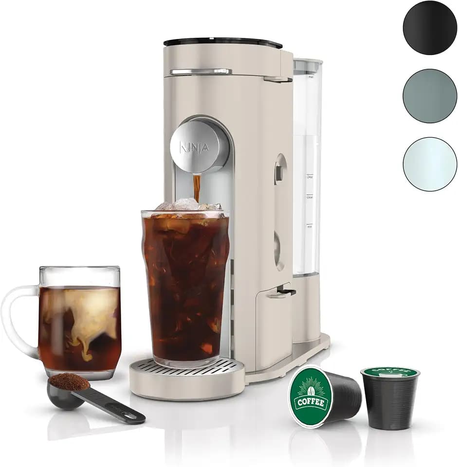 Ninja Pods & Grounds Iced Coffee Maker, K-Cup Pod Compatible, Stone PB041ST