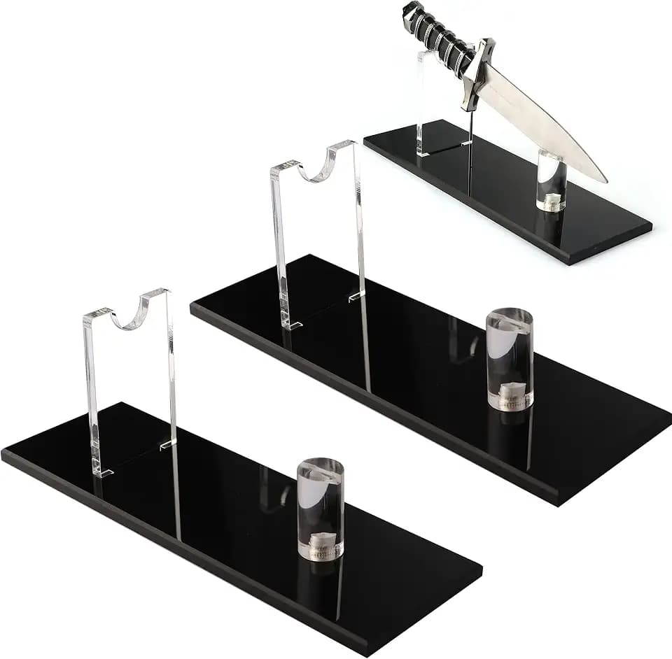 WANLIAN Acrylic Desktop Knife Stand - Knife Holder Display Case for Practice Knives (Black, Pack of 2)