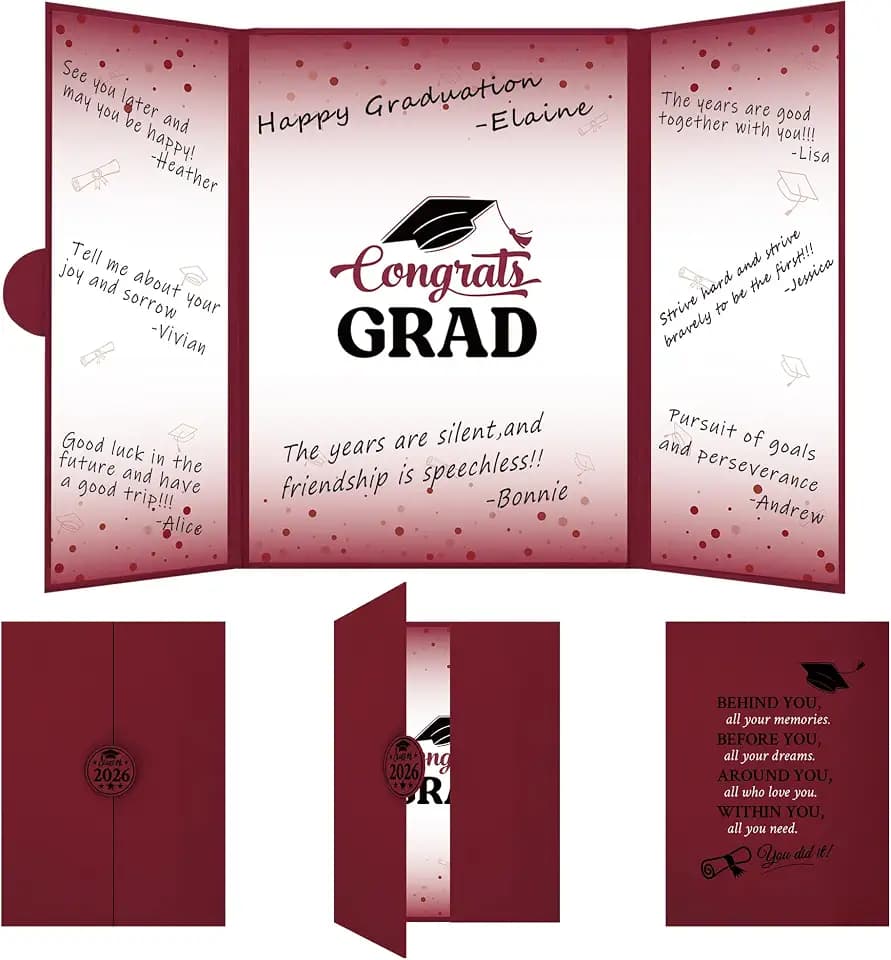Vlipoeasn Maroon 2026 Graduation Guest Book Alternative, Class of 2026 Graduation Party Decorations, Burgundy Graduation Signature Book for College High School, Unique Graduation Gifts for Friends