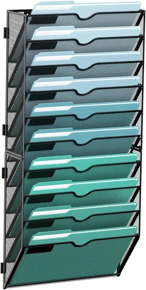 SUPEASY 10-Tier Wall File Organizer, Hanging File Holder, Wall Mail Sorter