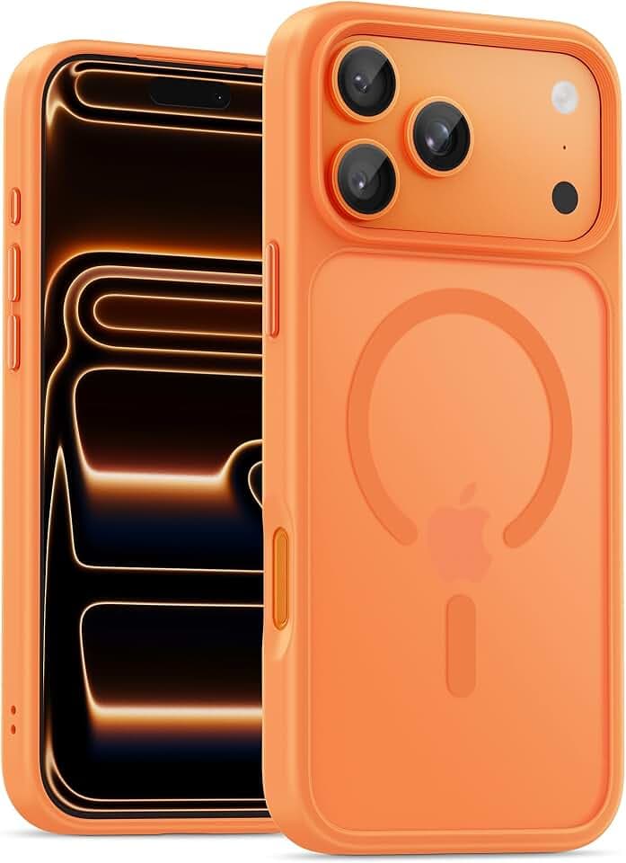 UNBREAKcable für iPhone 17 Pro Max Hülle für MagSafe, Vollständiger Kameraschutz, Eingebauter Magnetring, Stoßfest Kratzfest Transluzente Matt Handyhülle für iPhone 17 Pro Max 6,9 Zoll, Orange