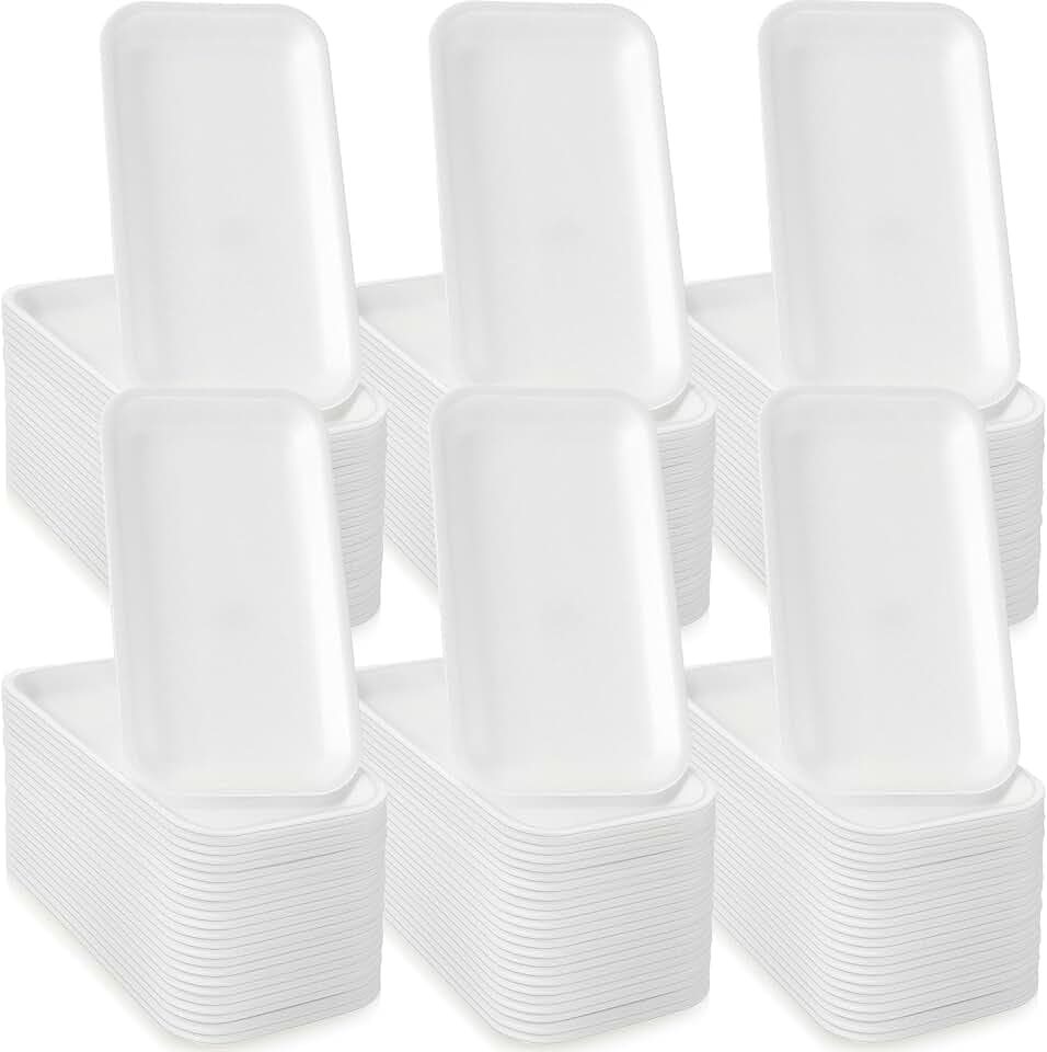 200 Pcs eBoot Foam Trays for Food Meat Bulk White Foam Crafts Trays