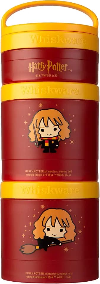 Whiskware Harry Potter Stackable Snack Containers for Kids and Toddlers, 3 Stackable Snack Cups for School and Travel, Hermione