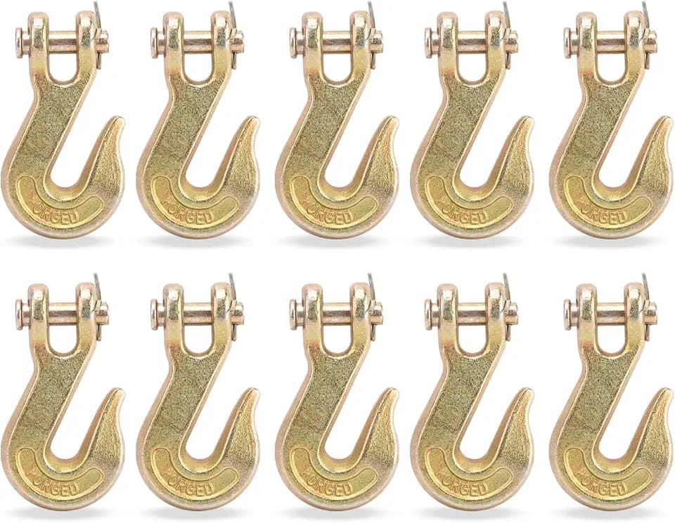 3/8" Grab Hook, Clevis Hook for Chain - Grade 70 (G70) Heavy Duty, 6600 lbs Break Strength - Fits 3/8" Truck, Trailer, Tow & Transport Chains (10 Pack)