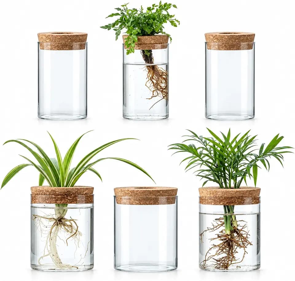 Plant Propagation Stations for Plants, 2 Size Glass Propagation Vases for Propagating Hydroponic Indoor Home Office Decor, Tabletop Glass Planter Gift for Plant Lovers (6)