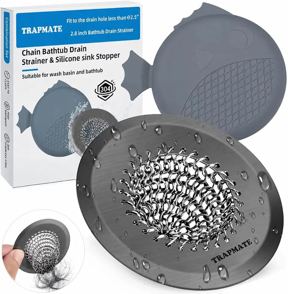 TRAPMATE Shower Hair Catcher Bathtub Stopper Drain Strainer, Anti-Clog