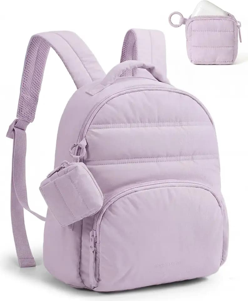 BAGSMART Small Backpacks for Women, Puffer Mini Backpack Purse with Pouch