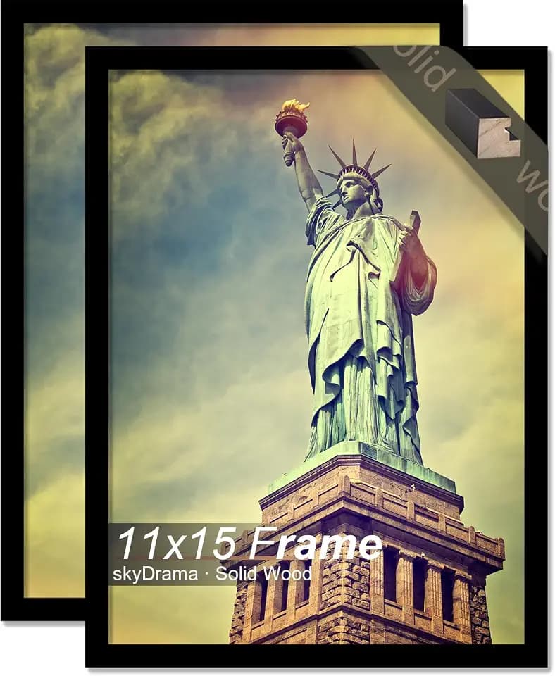 Solid Wood 11x15 Picture Frame with Black Wood Grain 2 Packs