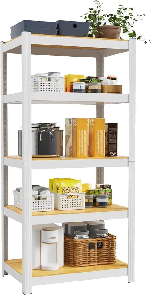 5 Tier Storage Shelves White Metal Garage Shelving 24"W x 16"D x 60"H