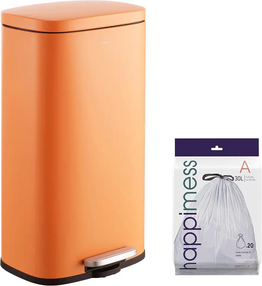 happimess Curtis 8 Gal Step Trash Can Soft Close 25", Carrot Cake