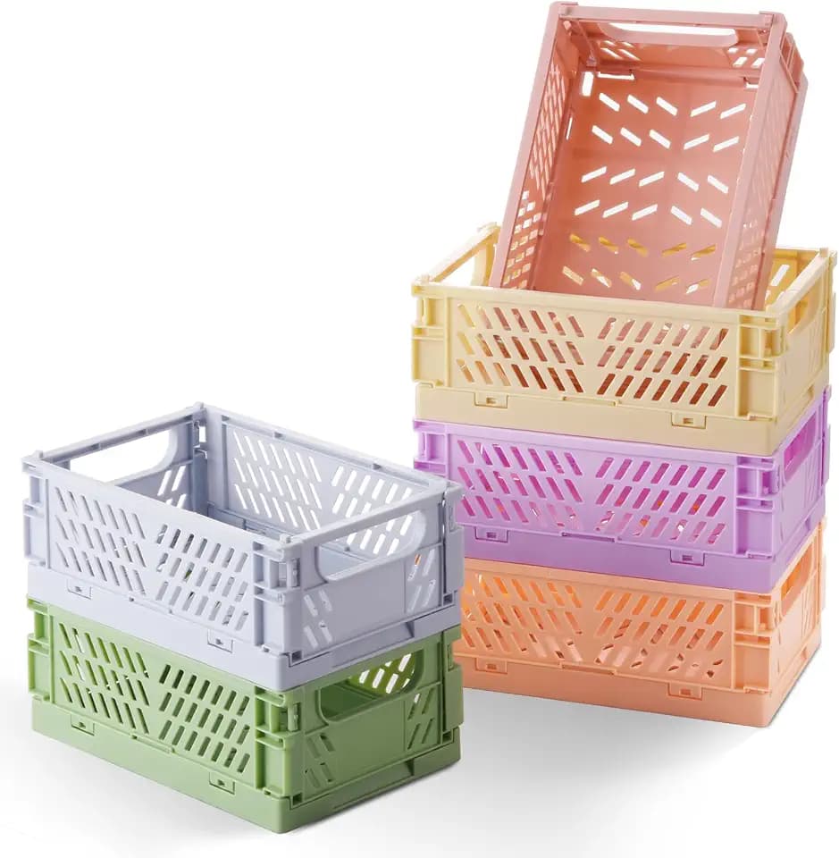 HUUSMOT 6-Pack Collapsible Small Plastic Storage Baskets, 5.9"x3.8"x2.2"