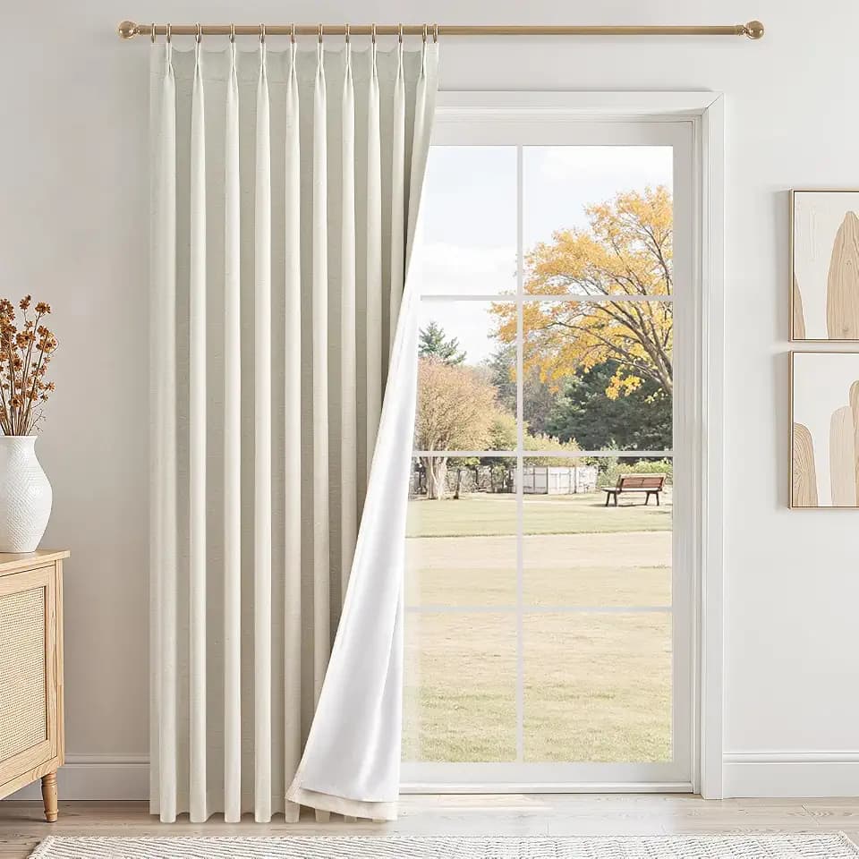 Topfinel Natural Pinch Pleated Curtains Black Out 84 Inches Long 1 Panel