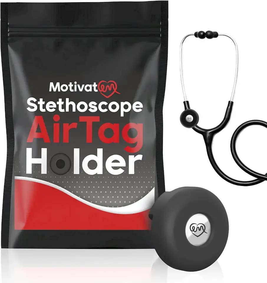 Stethoscope Air Tag Holder – Never Lose Your Stethoscope, Secure Snap-On Holder for Air Tag, Color Accessory for Nurses, Doctors and Students (Black)