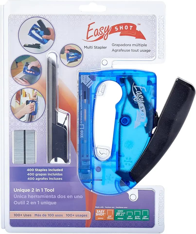 Arrow 5650DTB-6 Easy Shot Staple Gun, Manual Stapler for Decorating and Crafts, Includes Stapling base and 400 JT21 Staples, Blue
