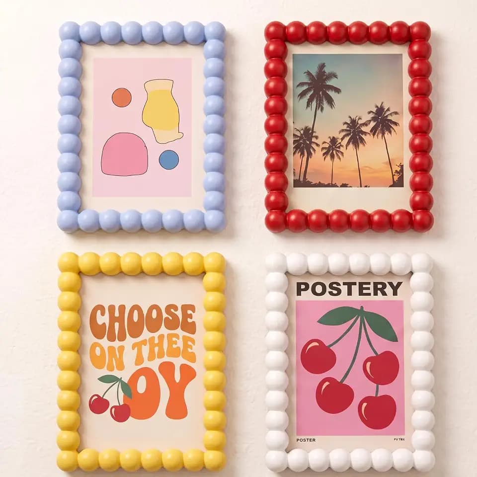 AceOrbit 4 Pcs 5x7 Inch Beaded Picture Frames, Italian Retro Color