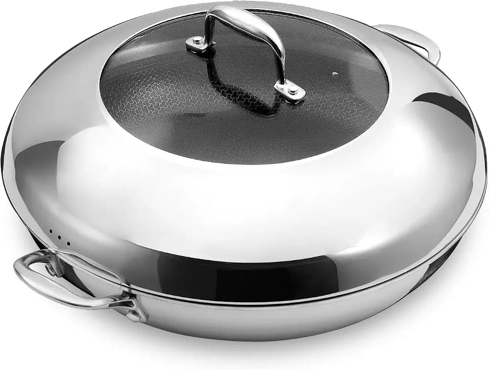 DELUXE 14" Hybrid Ceramic Nonstick Frying Pan with Lid for Daily Cooking