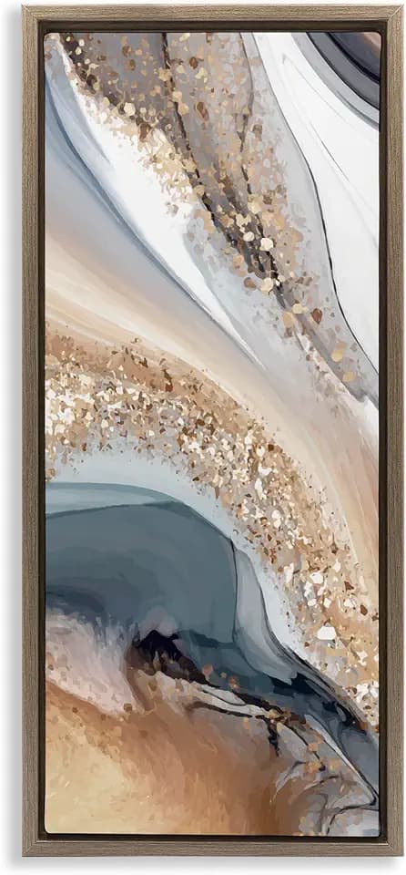 Stupell Industries 'Glam & Grey Waves'| Floating Frame Canvas Art
