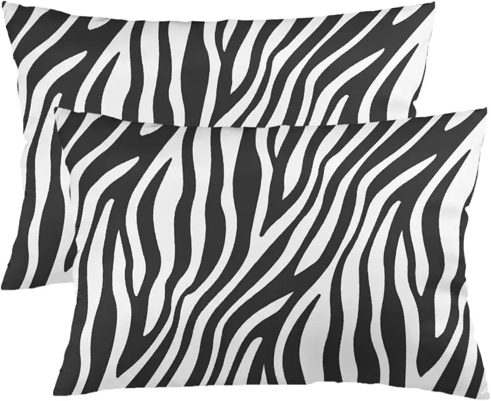 Black and White Throw Pillow Cover Pillowcase Set of 2 Queen Size