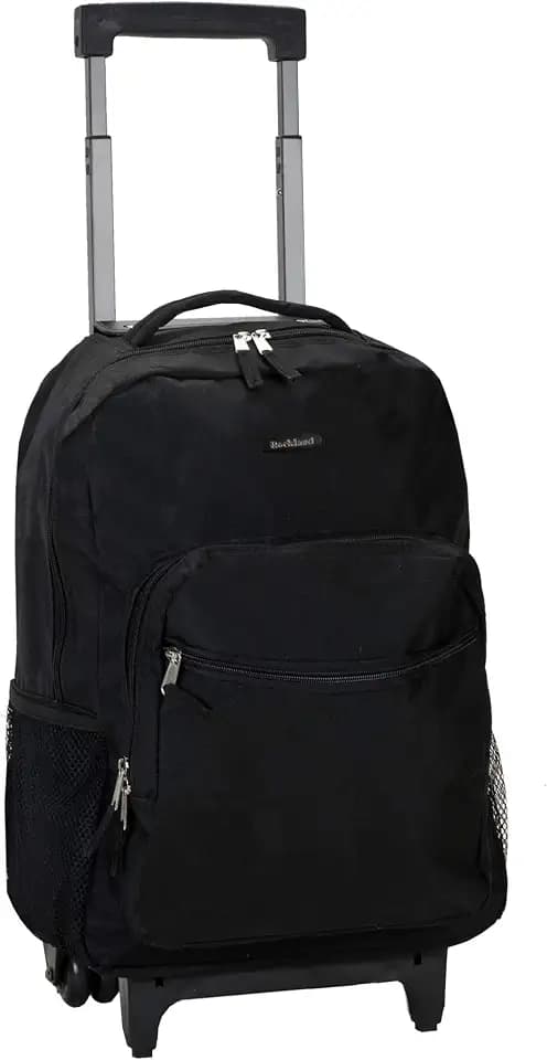 Rockland Double Handle 17" Rolling Backpack, Black