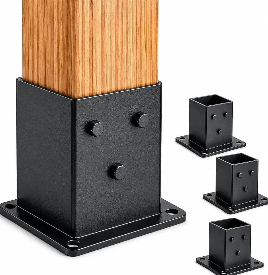 4x4 Post Base Brackets, 3.58'' x 3.58'', Heavy Duty, 4 Pack