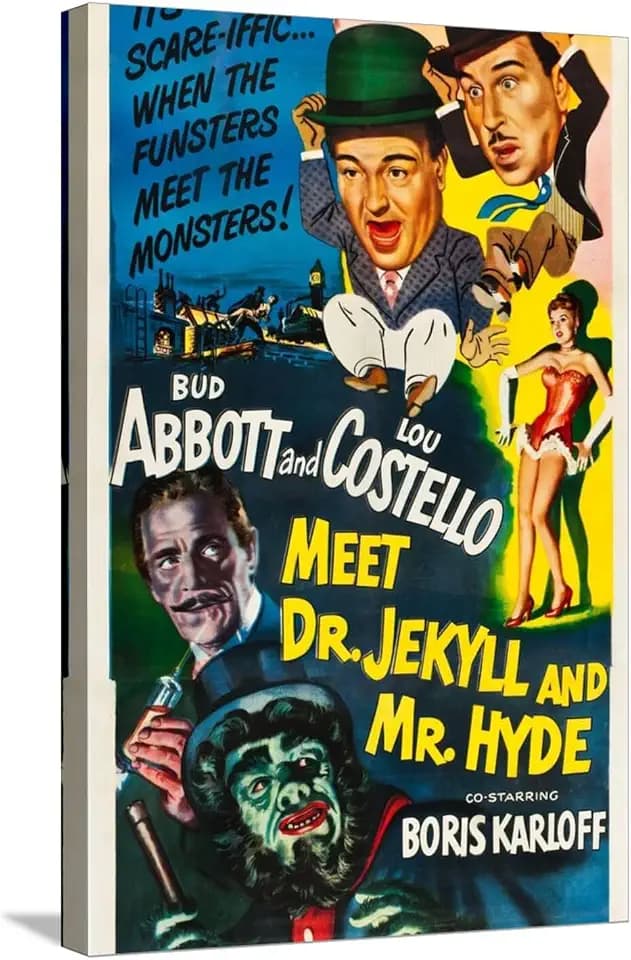 ART.COM Stretched Canvas Print Abbott and Costello Meet Dr. Jekyll and Mr. Hyde, 16" x 24"