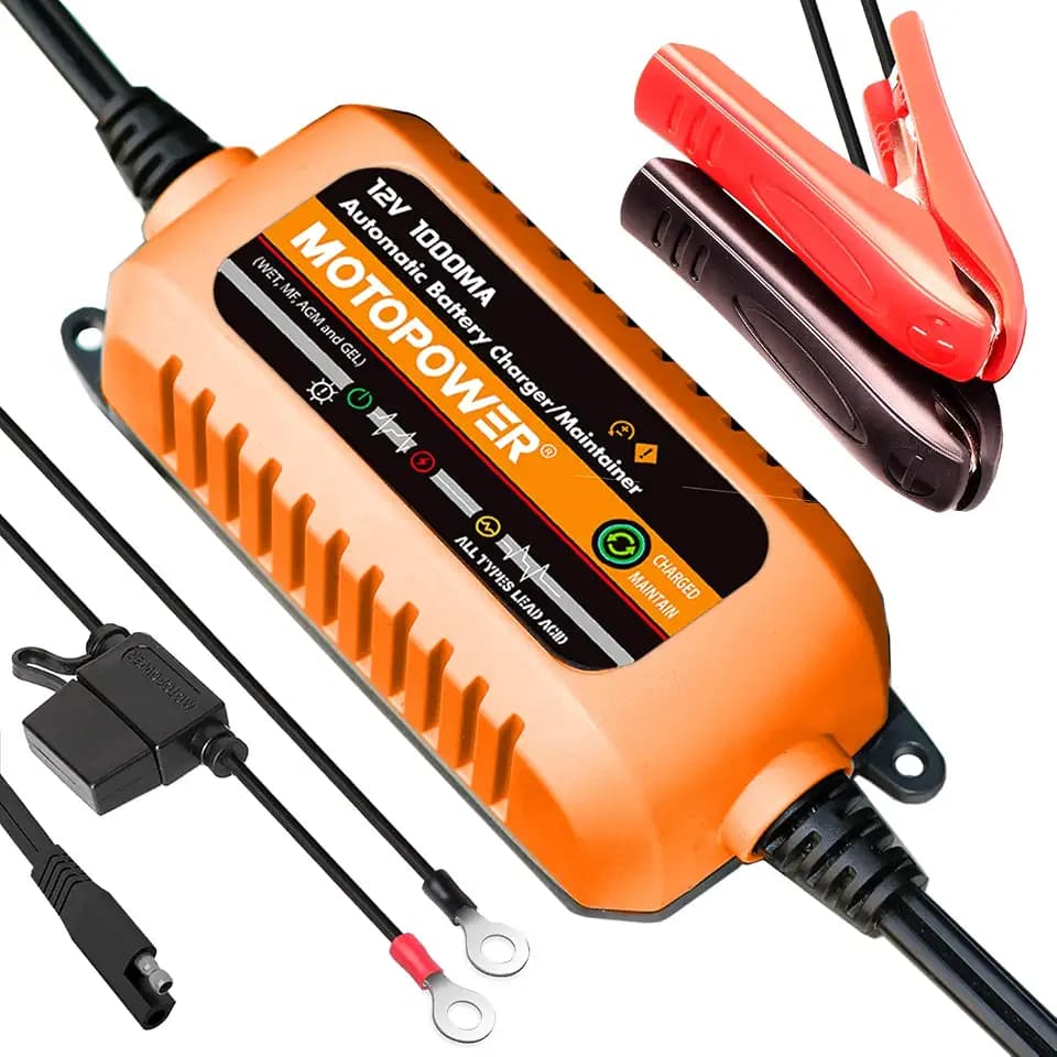 MOTOPOWER Automatisches Ladegerät 12V 1000mA Batteriewartung Erhaltungsladegerät und Batteriesulfater mit Timerschutz