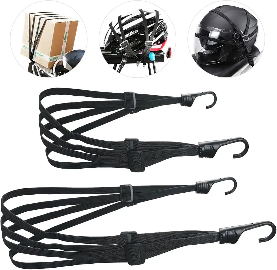 URAQT Fahrrad Spanngurt Elastische, 2 PCS Gepäckgurt Spannseile mit Haken Gepäckträger Fahrradgurt Verstellbarer Gepäckspanner für Radfahren Motorrad Fixieren von Helm Gepäck Umhängetasche
