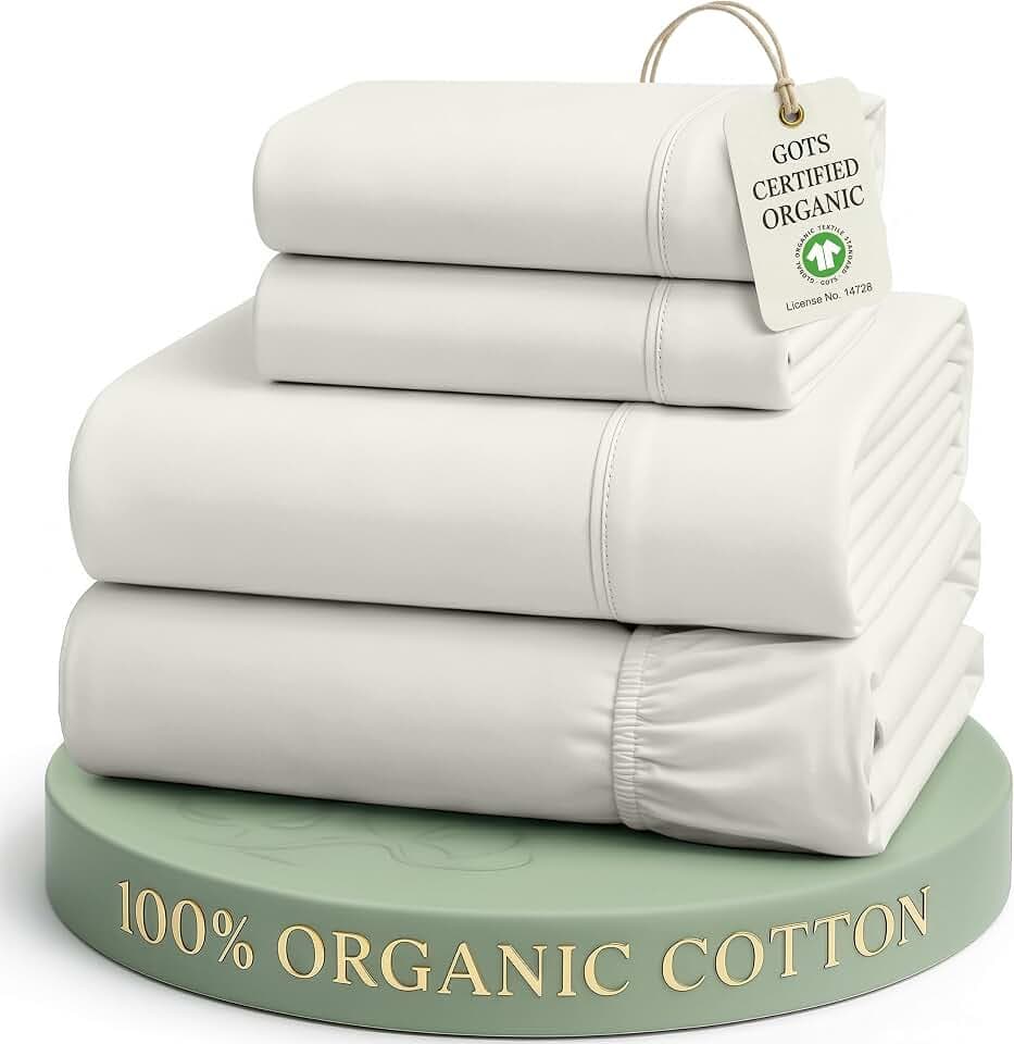 LANE LINEN King Size Bed Sheets 100% Organic Cotton 4pc Soft - Glacier Grey