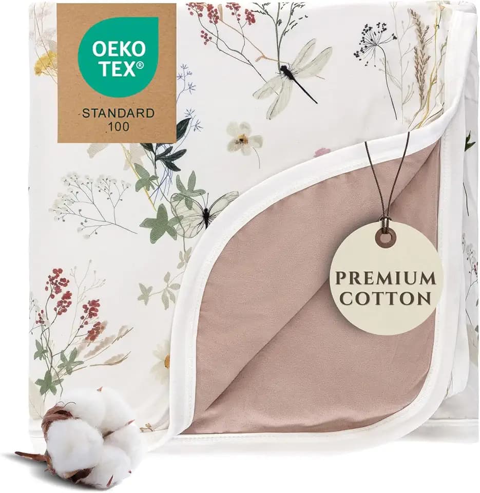 Pobibaby Girl Blankets, Toddler Blanket, 50x50, Soft Cotton (Wildflower)