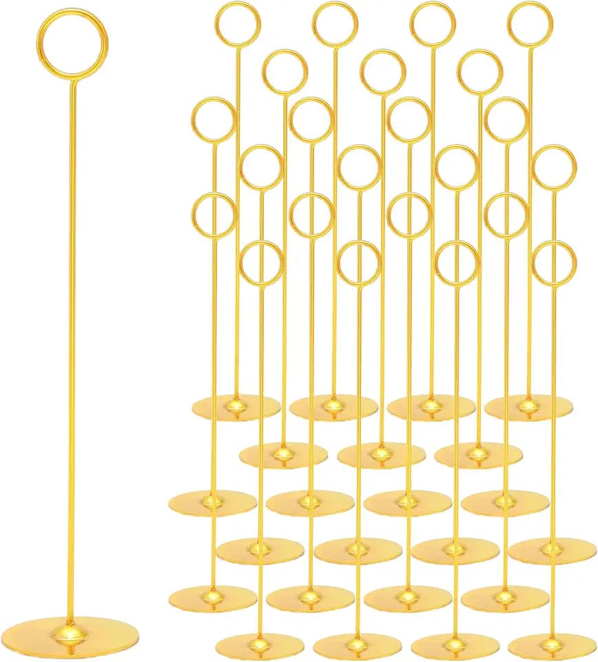 ERYTLLY 24 Pack 12 Inch Steel Place Card & Table Number Holders, Gold