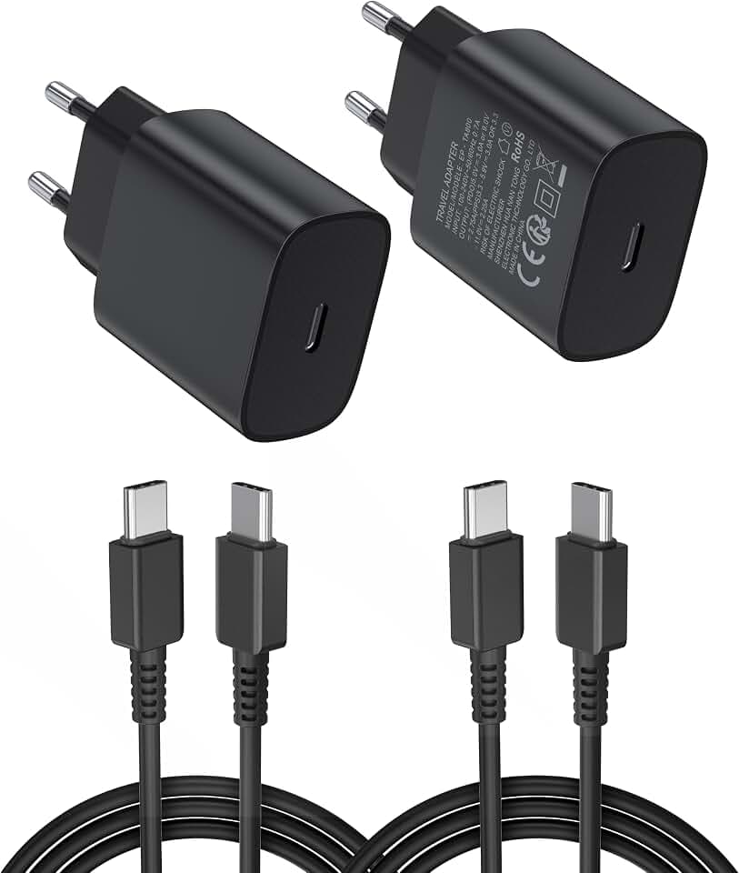Anykon 2er-Pack 25W USB C Ladegerät 30% Schnellladegerät mit 1.8m Ladekabel